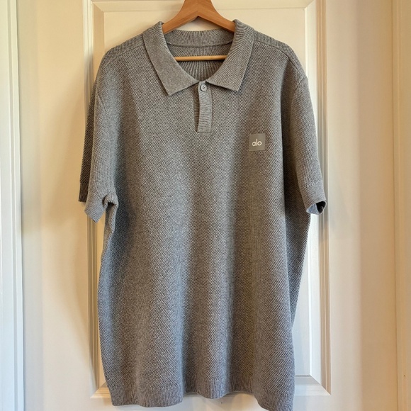 Alo Sports Club Sweater Knit Polo Grey Size XL - Picture 3 of 15